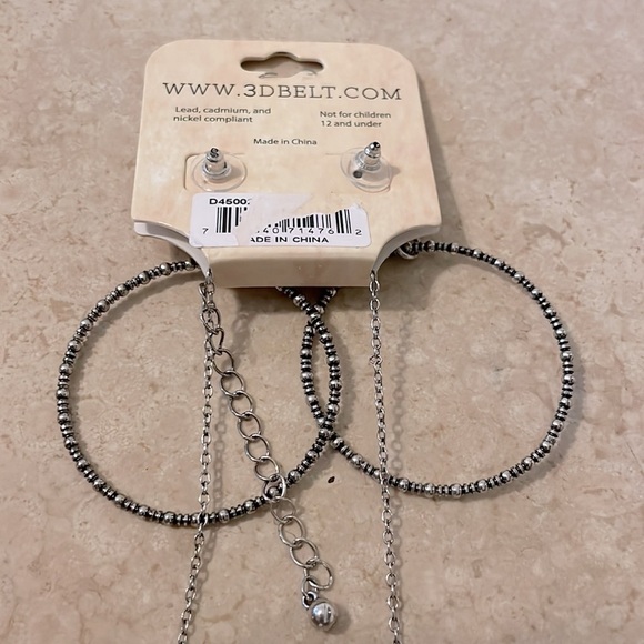 NWT- Silver Strike Silver with Turquoise Stud Hoop Earrings & Necklace Set - Picture 4 of 6